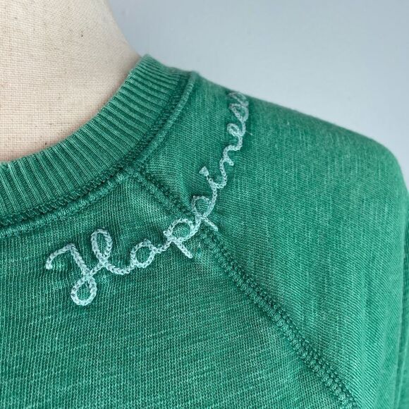 American Eagle Green Happiness Embroidered Sweatshirt Size S EUC - Picture 3 of 6